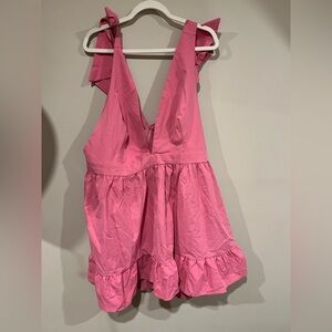 Plunging Neck Tie Shoulder Dress